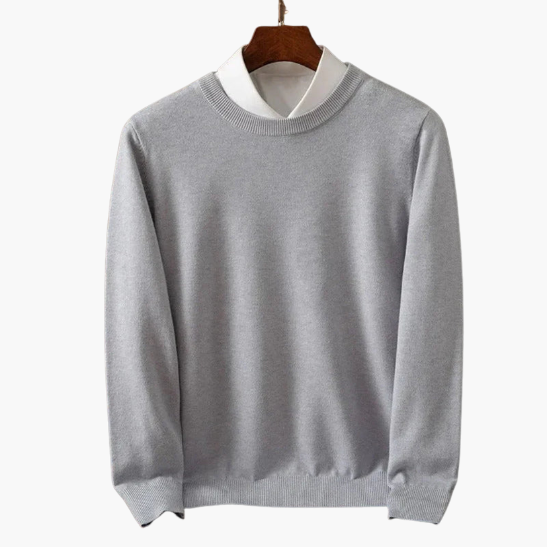 Men's Crew Neck Sweater Long Sleeves Ribbed