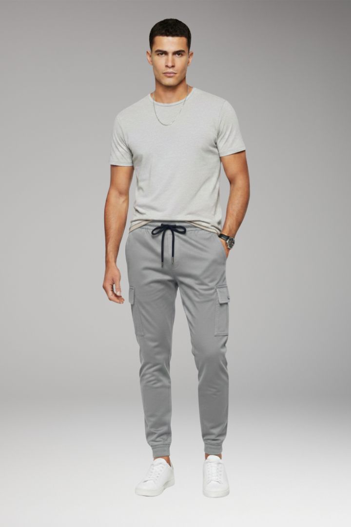 Men's Jogger Pants Elastic Waist Cargo Black