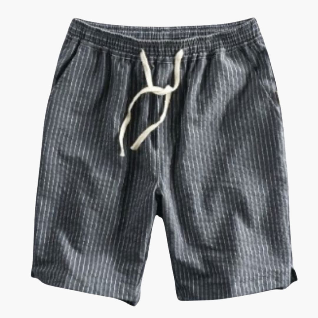 Men's Striped Knee-Length Shorts Elastic Waistband