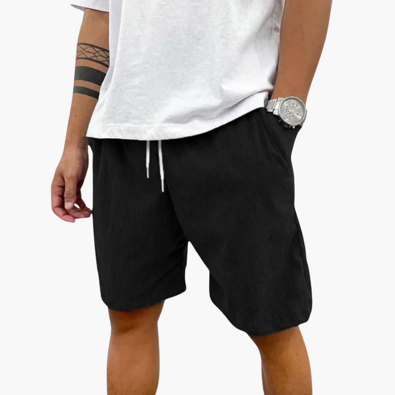 Men's Textured Shorts Elastic Waist Pockets