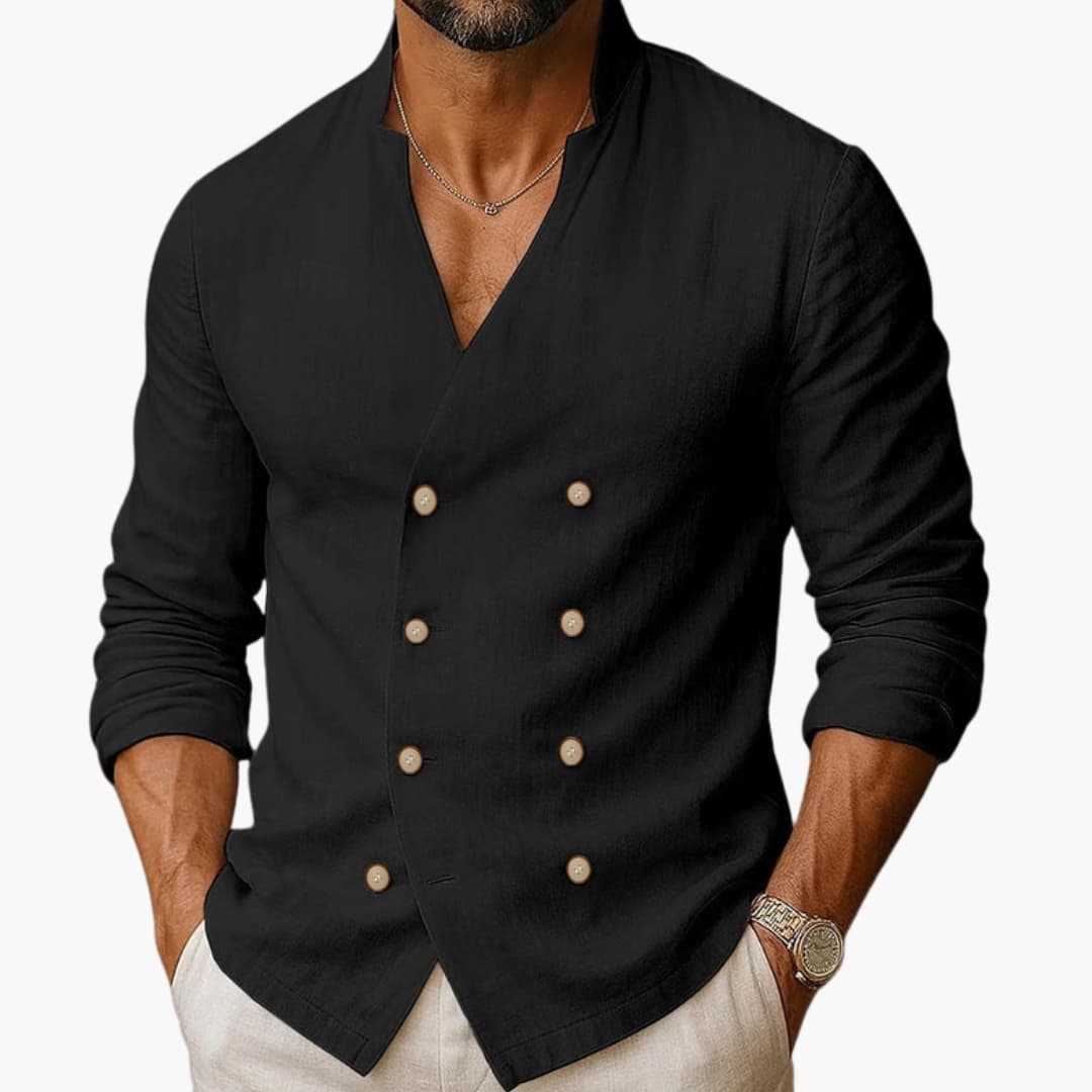 Men's Long Sleeve Double Placket Dress Shirt