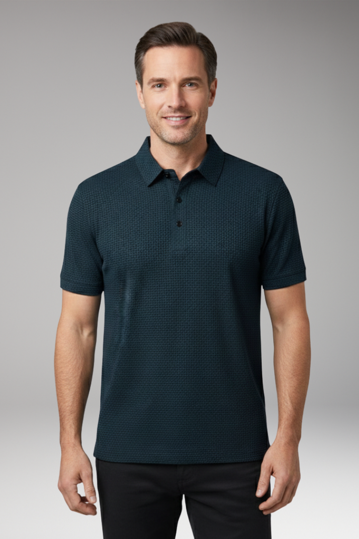 Men's Short Sleeve Polo Shirt Button Collar