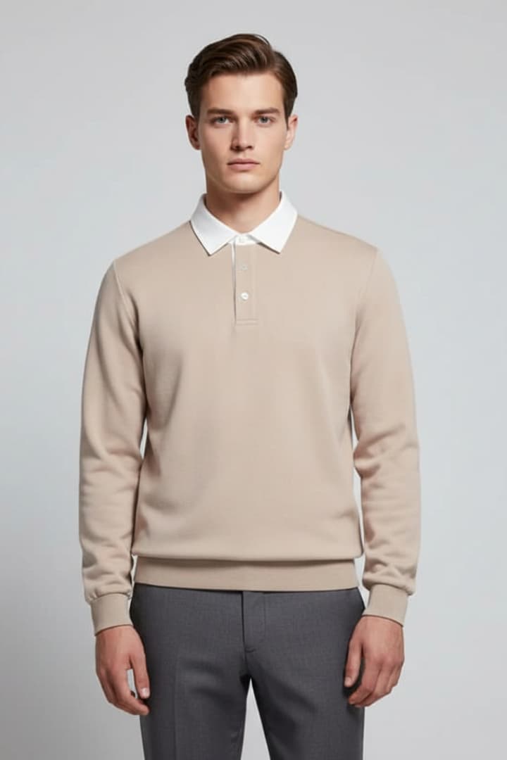 Men's Polo Sweater Long Sleeve Turn Down Collar