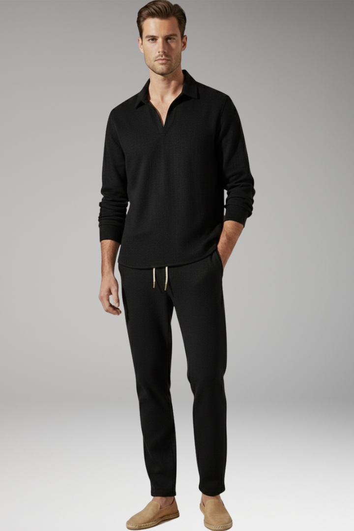 Men's Long Sleeve Shirt And Drawstring Pants Set