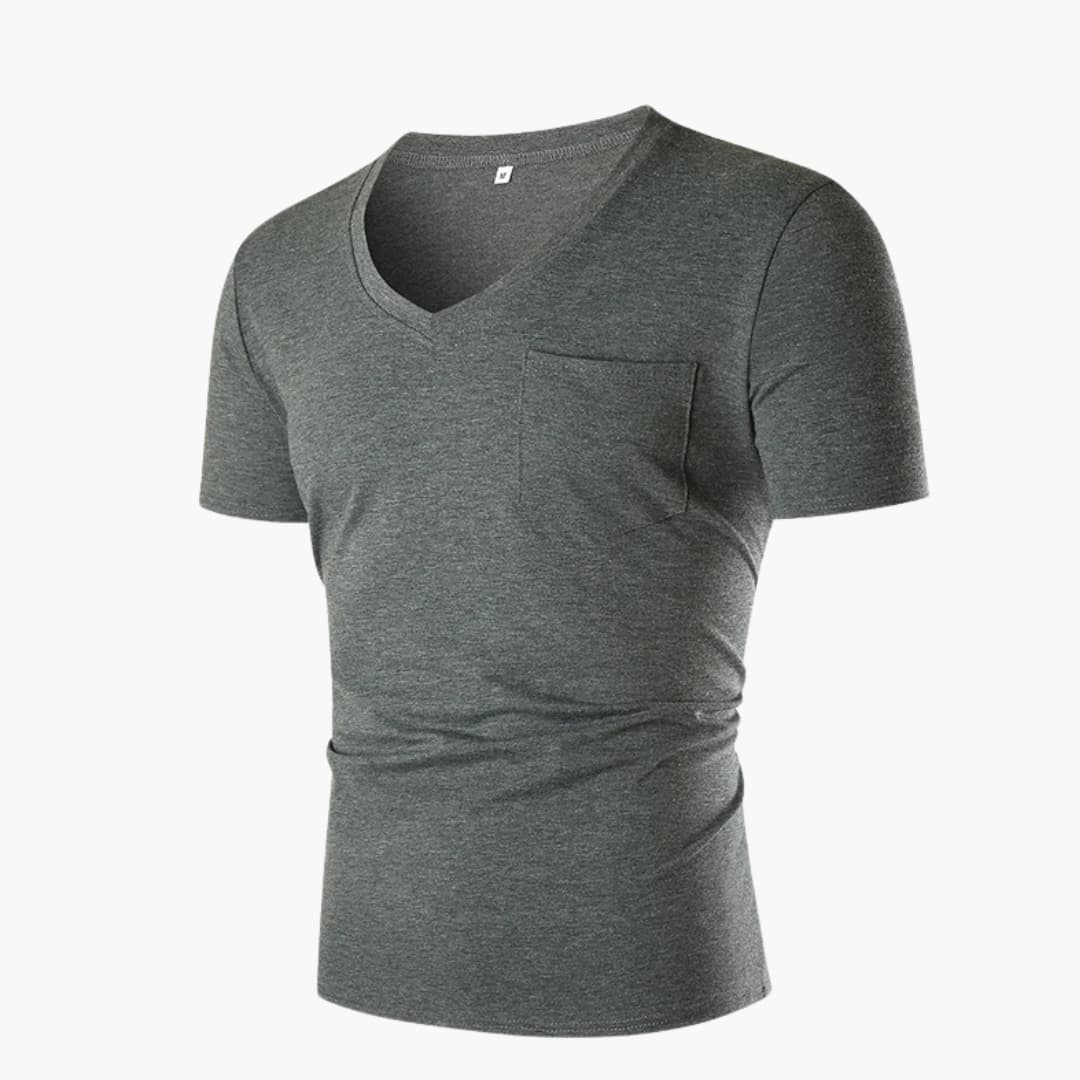Men's V-Neck Short Sleeve T-Shirt with Pocket