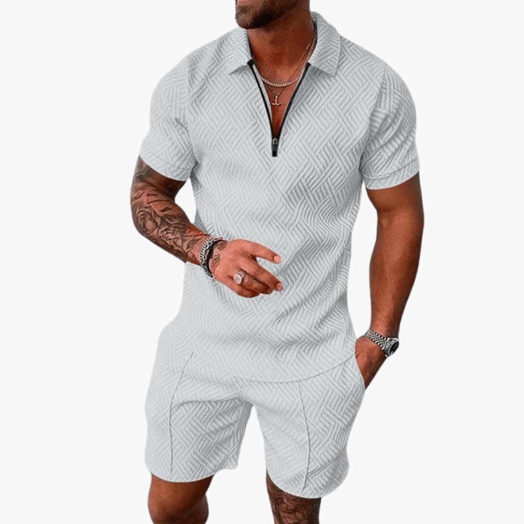 Men's Short Sleeve Polo Shirt and Shorts Set