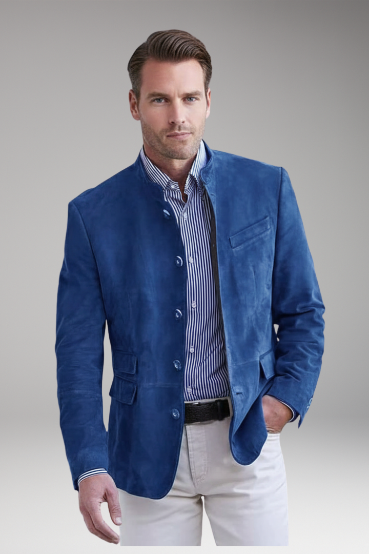 Men's Blazer Stand Collar Multi Pocket