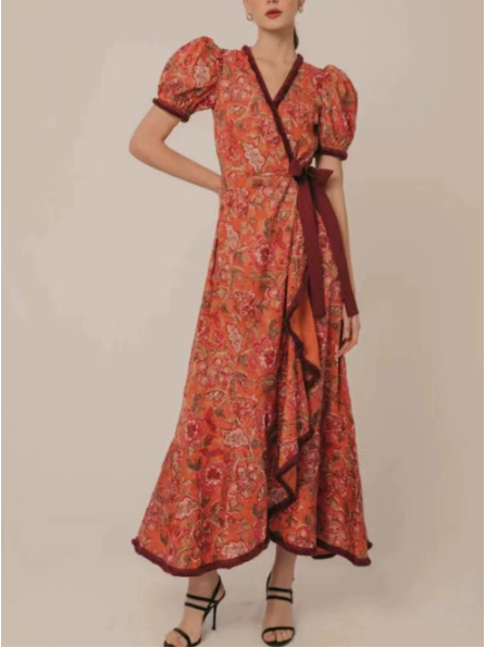 Women's Pink Short Sleeve Maxi Dress -
Fashinoza