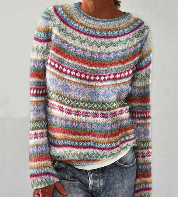 Women's Knit Sweater Soft Acrylic Pullover Beige