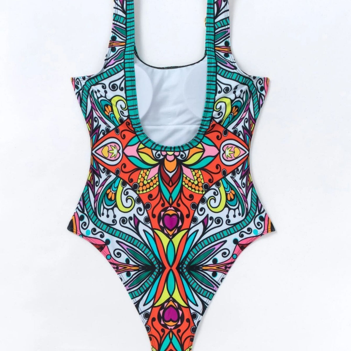 Women's Printed Swimsuit One-Piece Gold Tone Ring Strap