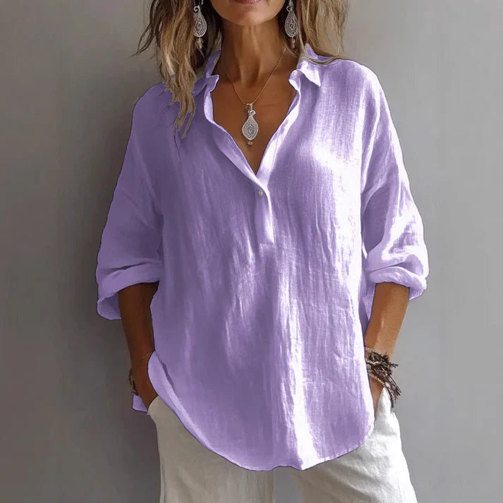 Relaxed Fit Linen Button Up Shirt