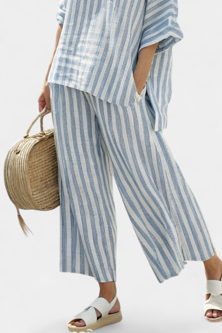 Kaitlyn | Womens Striped Two Piece Pants Set