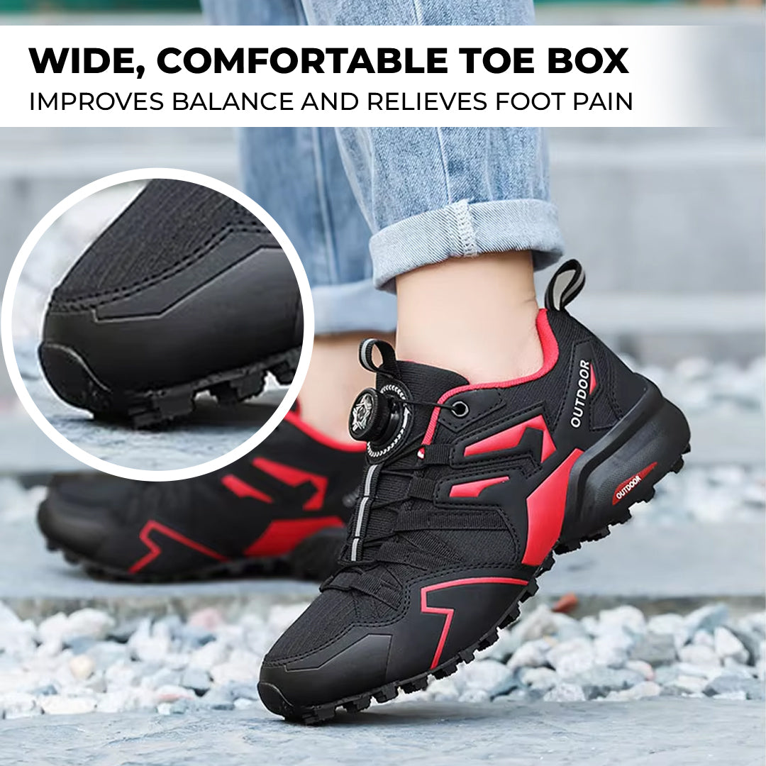 Orthopedic Hiking Shoes for Men Leather Walking Sneakers with Arch Support and Zip