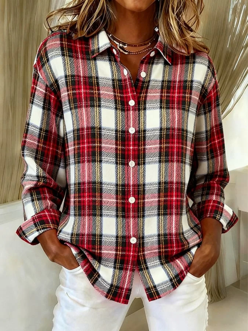 Women's Classic Checkered Blouse - Fashinoza