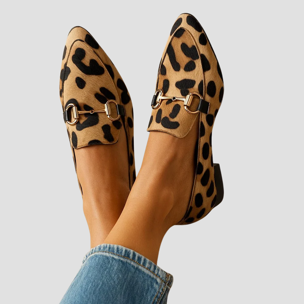 Jennifer | Womens Leopard Print Loafer Flats Shorts