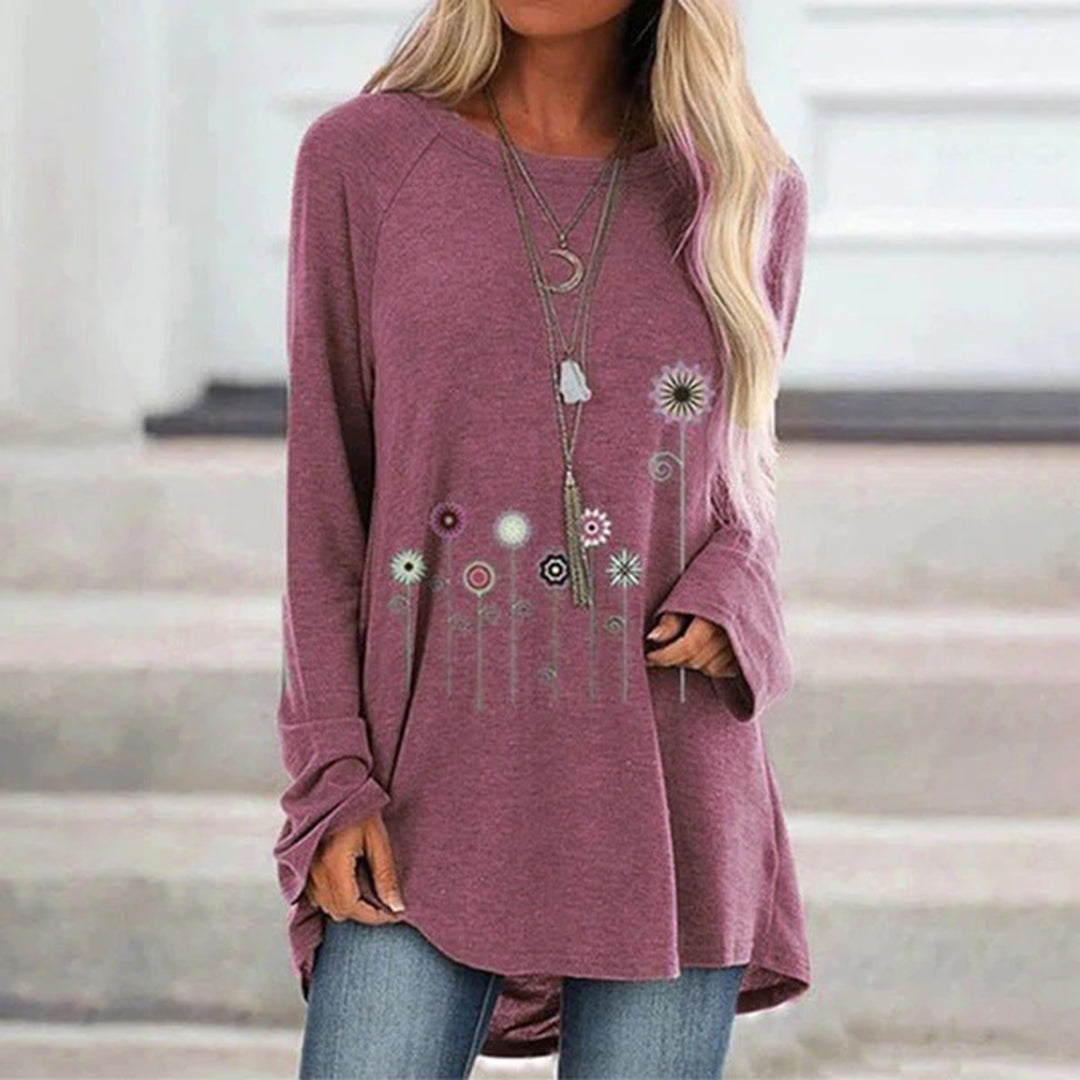 Women's Floral Embroidery Sweatshirt Soft Texture