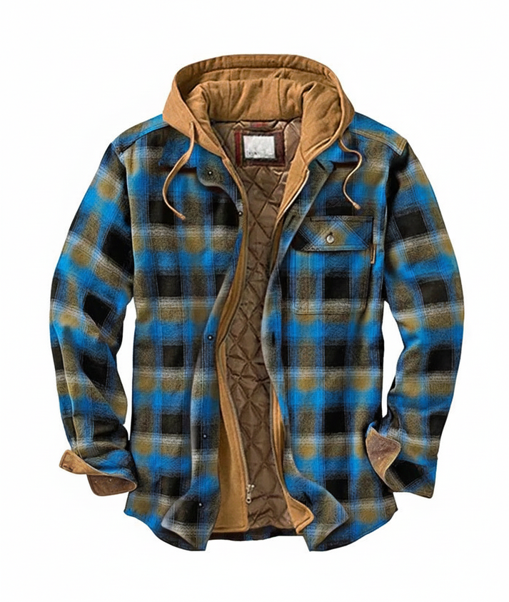 Men's Plaid Hooded Jacket