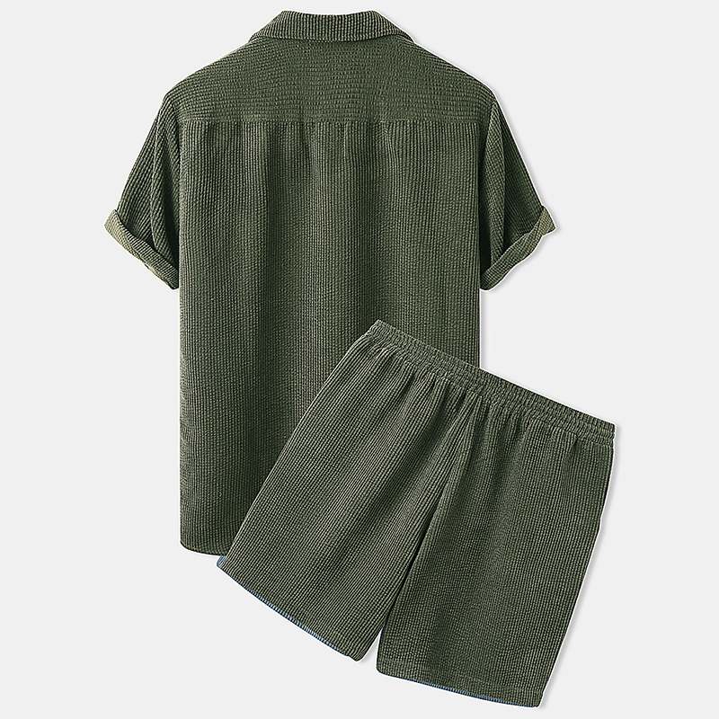 Men's Ribbed Summer Clothing Set Comfortable Warm Weather