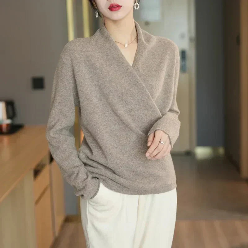 Donna | Women’s Spring Wrap Neck Knit Top