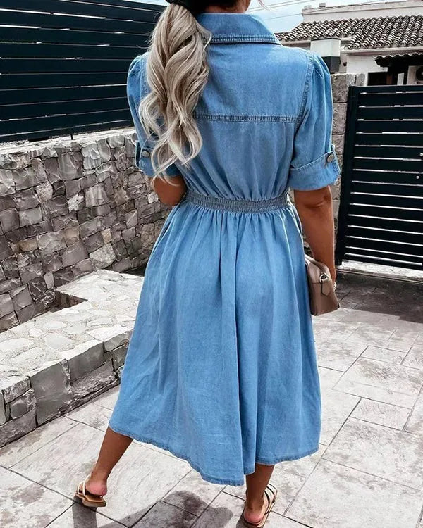Women's Denim Dress Casual Blue -
Fashinoza