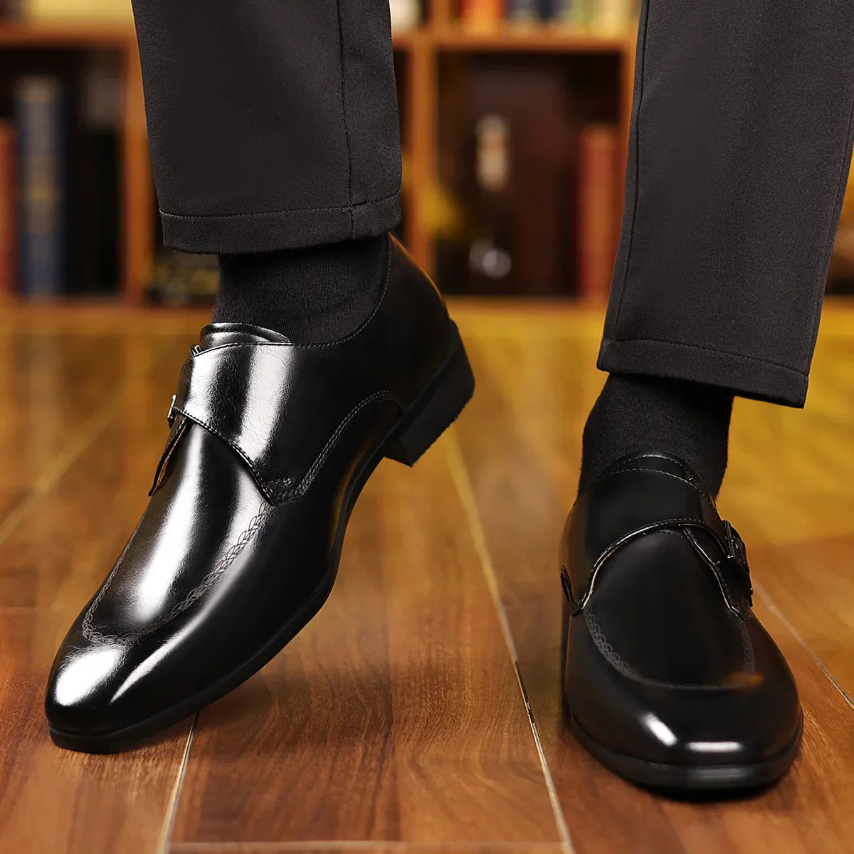 Cristiano Men's Leather Monk Strap Loafers