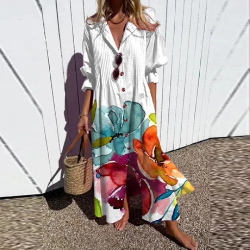 Women's Printed V-Neck Dress