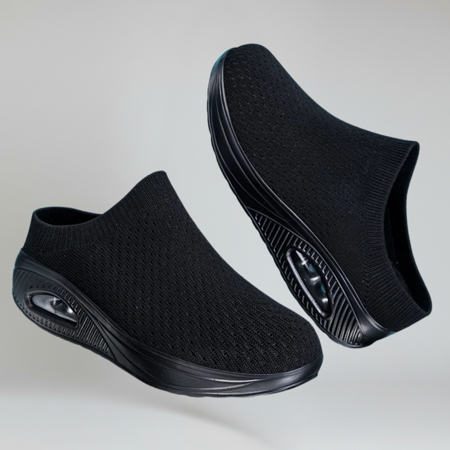 Women’s Slip-On Walking Mules with Breathable Cotton Mesh and Platform Rubber Sole
