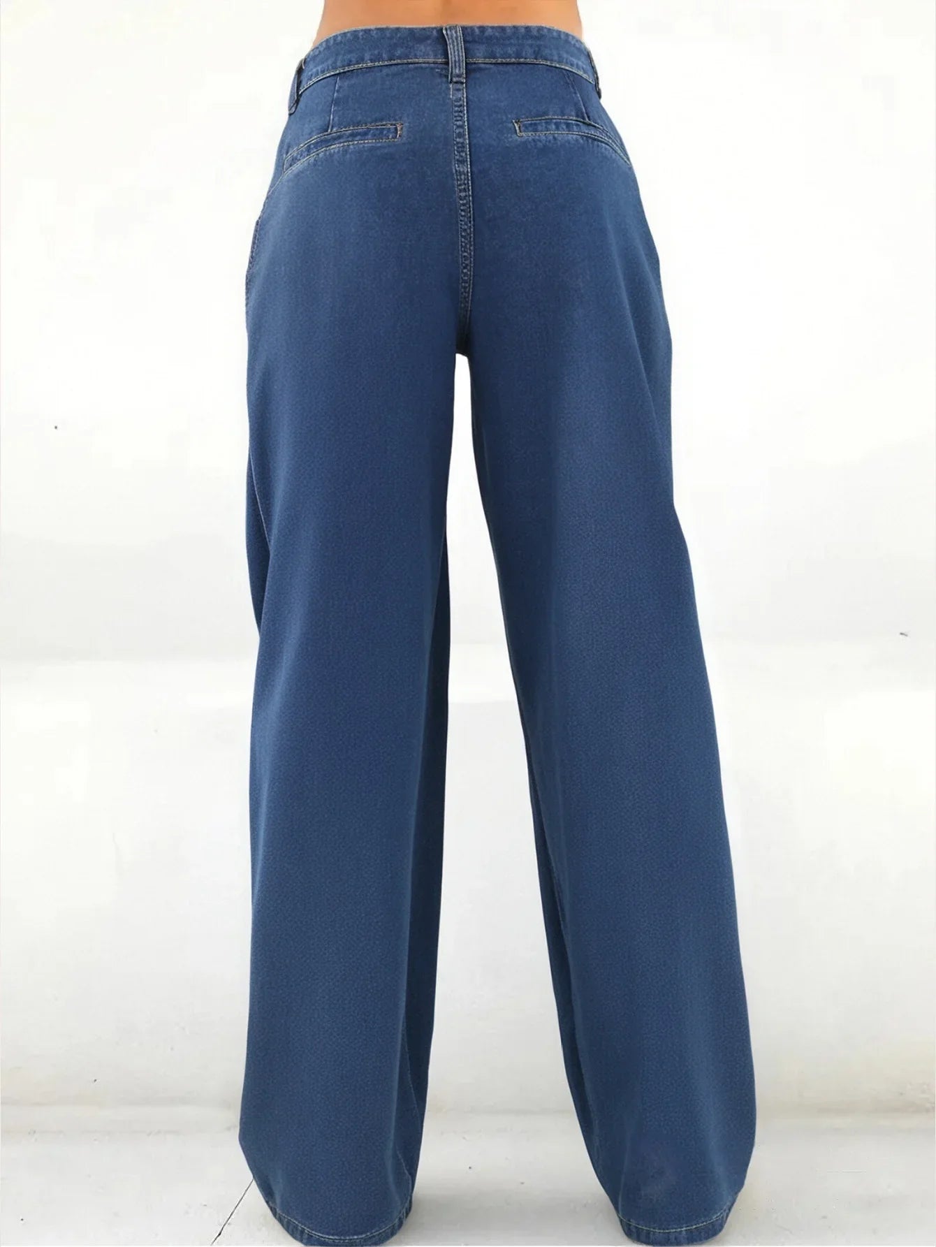 Women's Dark Blue Wide Leg Denim Jeans Loose Fit