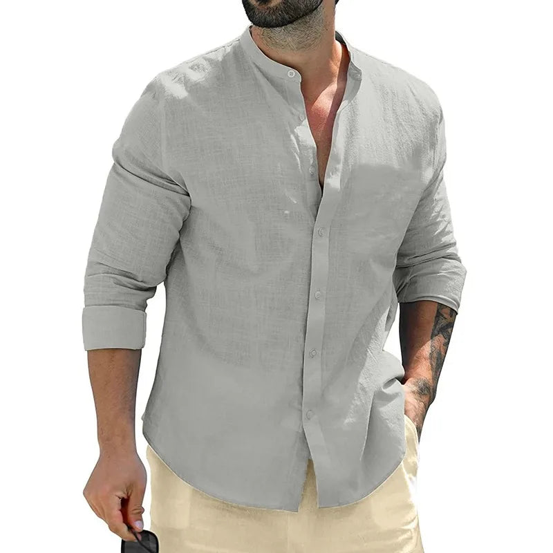 Men's Henley Shirt Breathable