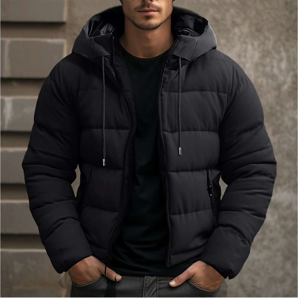 Jacob | Men Warm Padded Drawstring Puffer Jacket