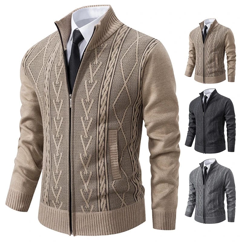 Men’s Zip-Up Cable Knit Sweater