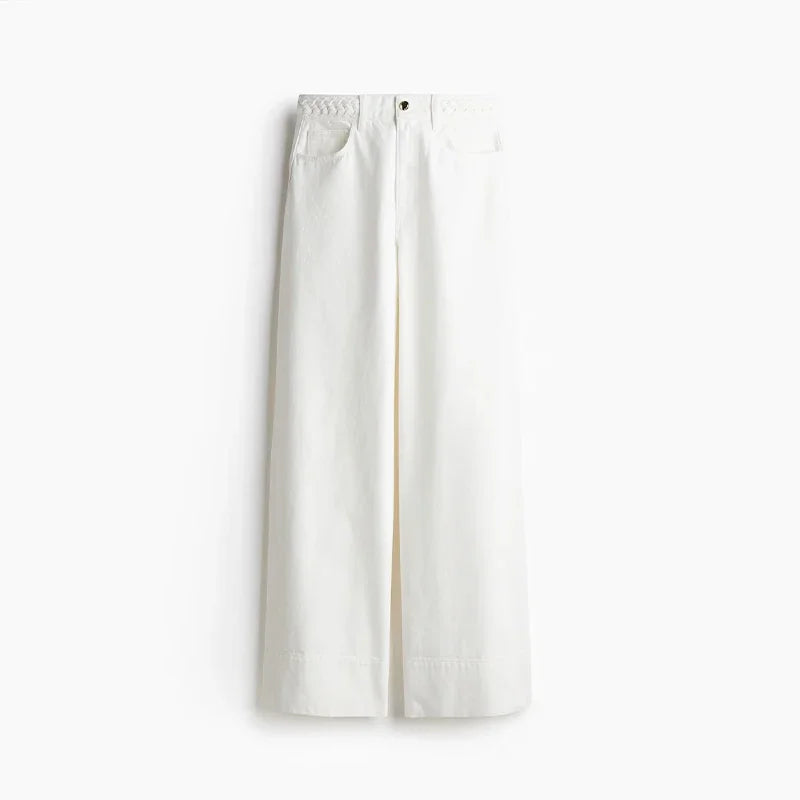 Women's Wide Leg Denim Trousers Low Waist Blue