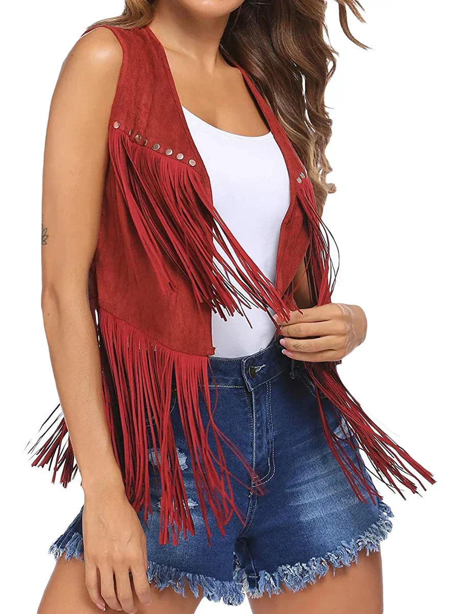 Women's Sleeveless Fringe Vest