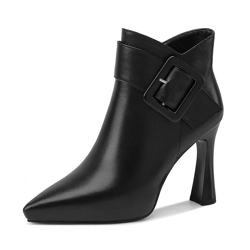 Women's Buckle Heel Boots