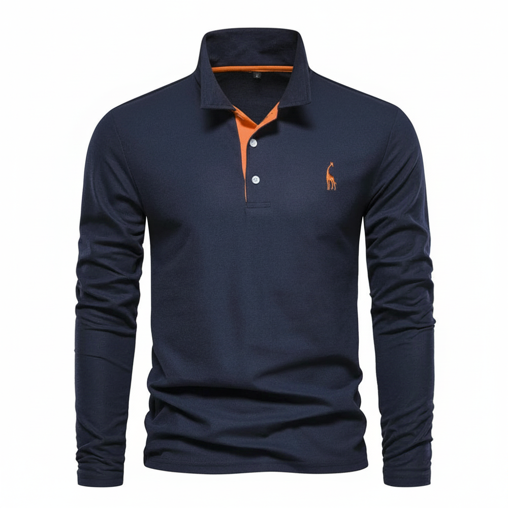 Men's Slim Fit Long Sleeve Polo Shirt