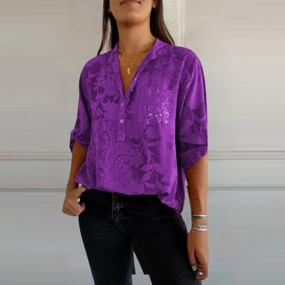 Women's Sheer Button Front Blouse