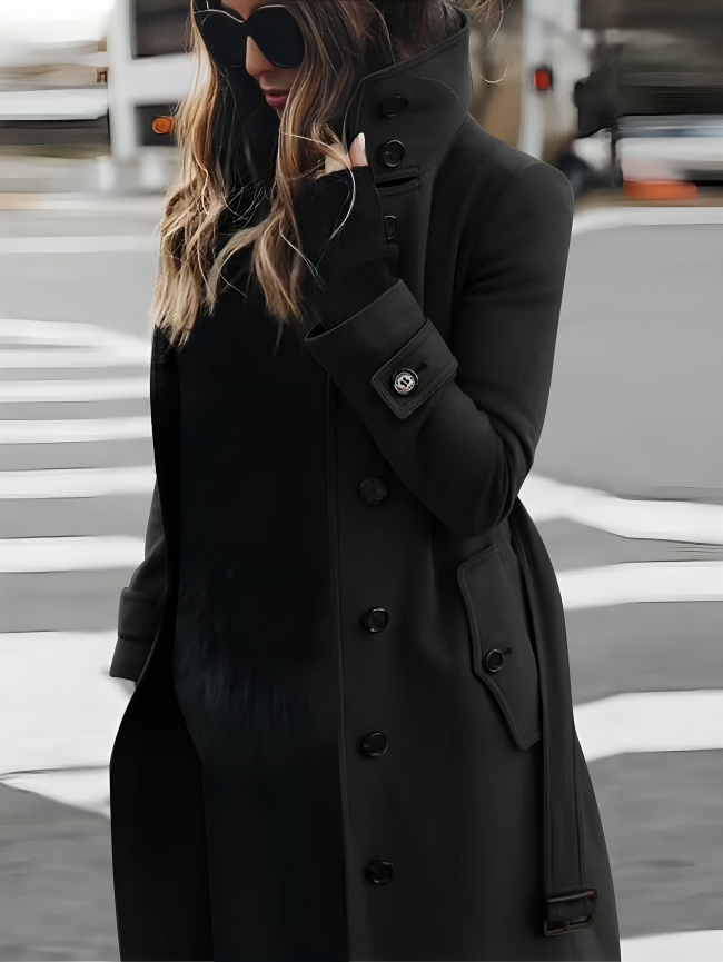 Ashley | Women’s High Collar Button Trench Coat