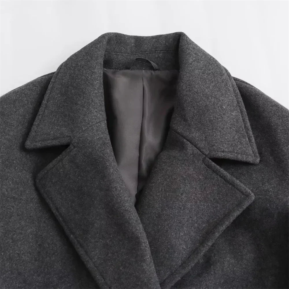 Women's Longline Coat Wide Lapel