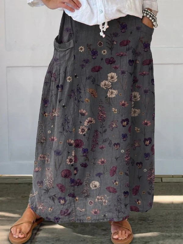 Women's Floral Print Pocket Skirt - Fashinoza