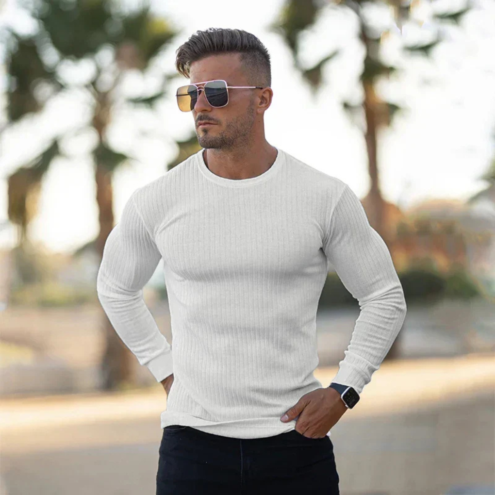 Men's Knit Crewneck Sweater Casual Cotton