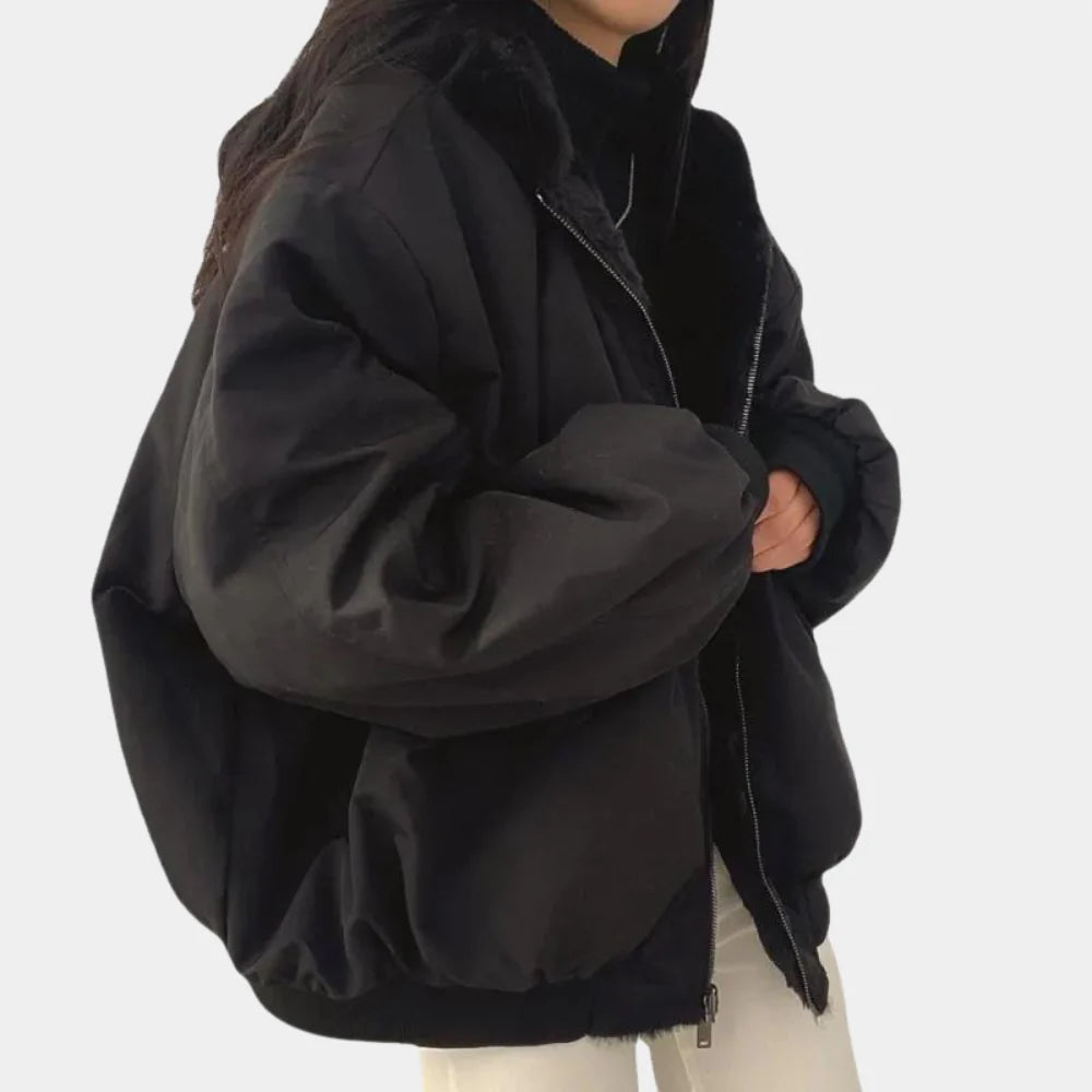 Women's 2-In-1 Winter Coat With Hood Warm Black