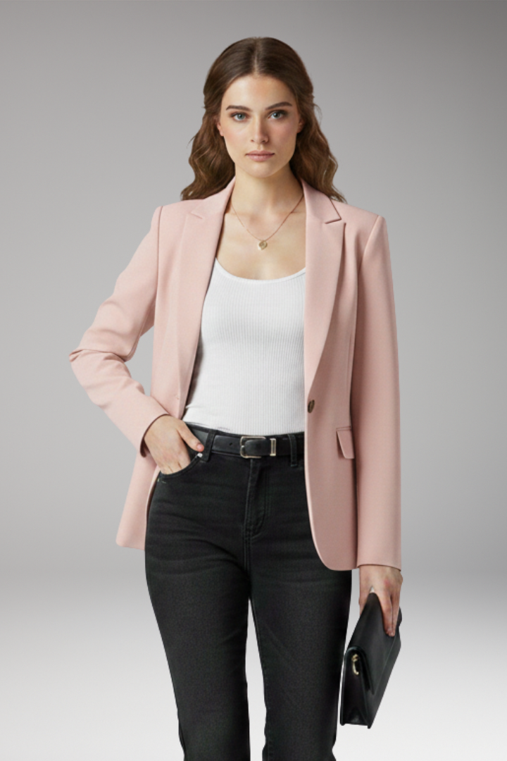 Women's Notched Lapel Blazer Button Front