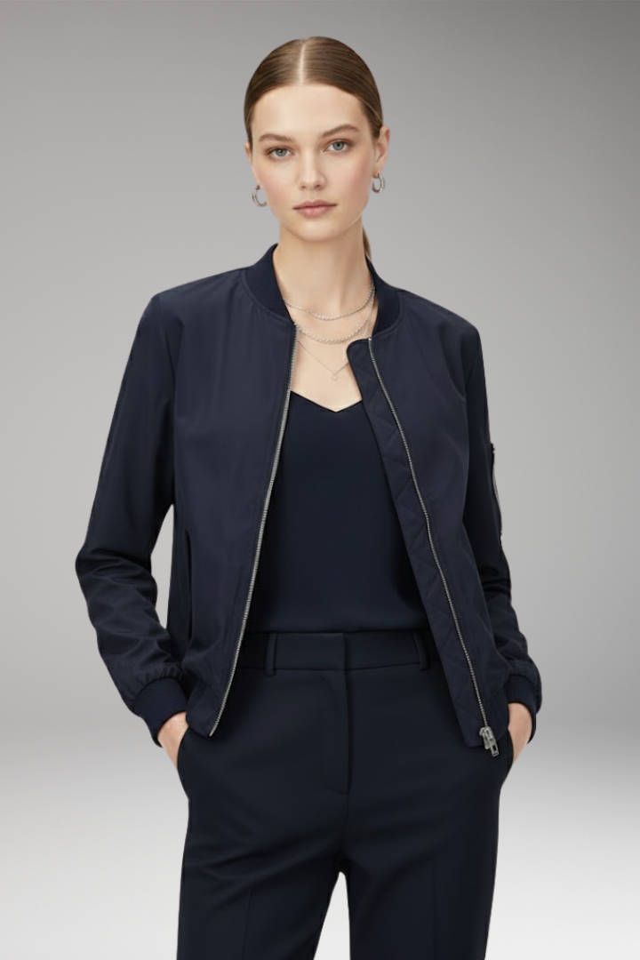 Women's Bomber Jacket Adjustable Hem Elastic Cuffs