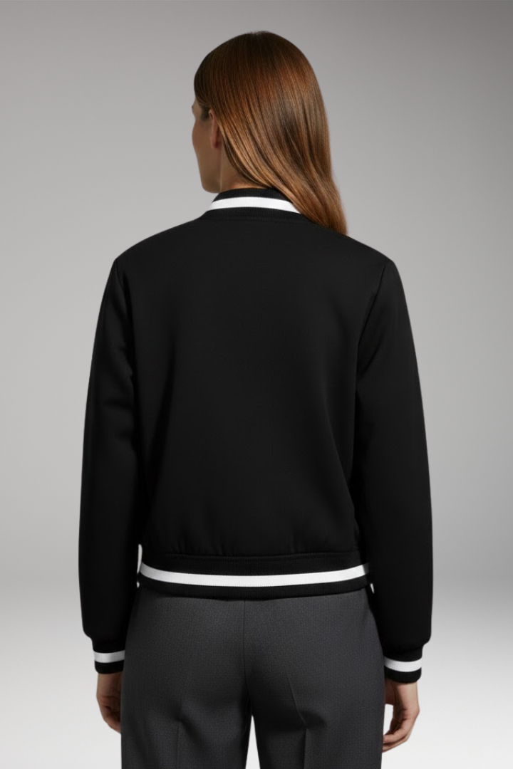 Women's Bomber Jacket Elastic Cuffs Snap Button