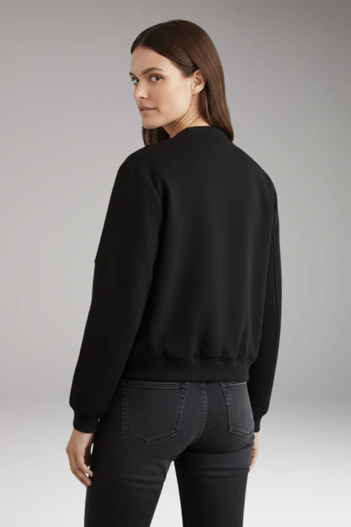 Women's Bomber Jacket Ribbed Hem Zip Front