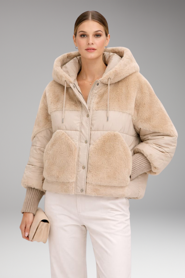 Women's Hooded Bomber Jacket Zipper Closure