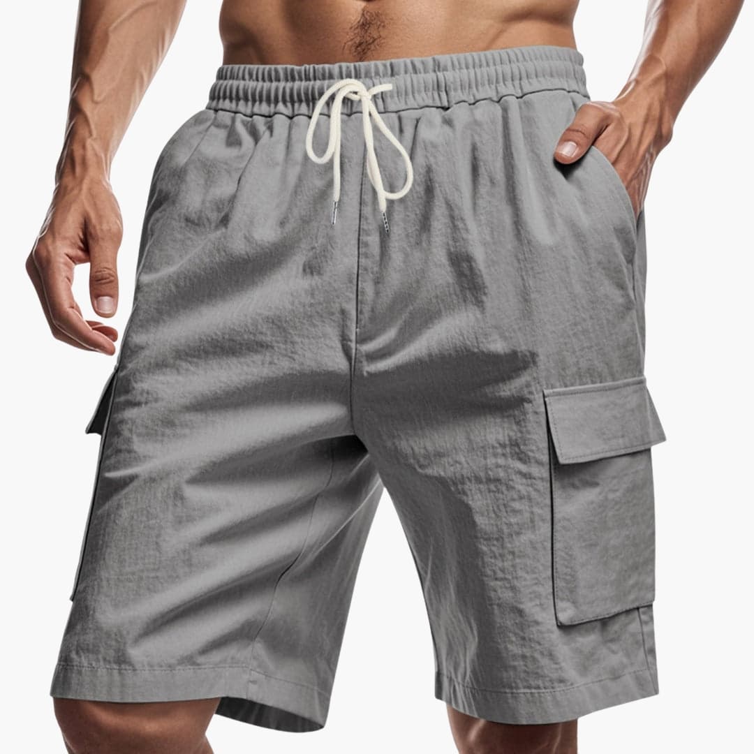 Men's Elastic Waist Cargo Shorts With Pockets