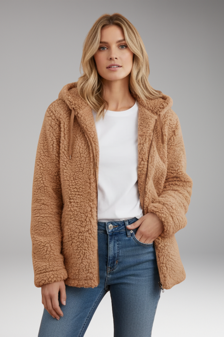 Women's Hooded Coat Textured Surface