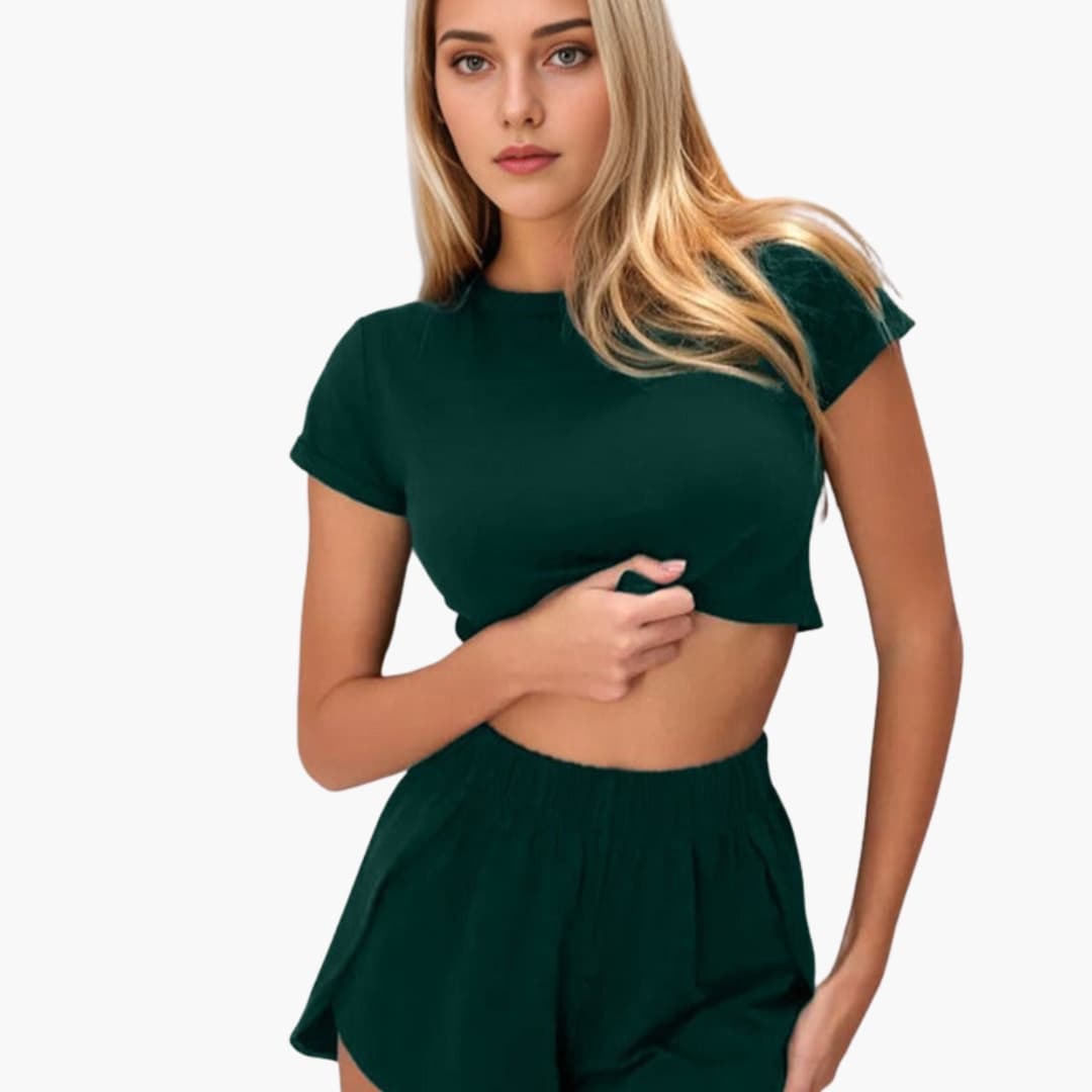 Women's Lounge Set Cropped T-Shirt And Shorts