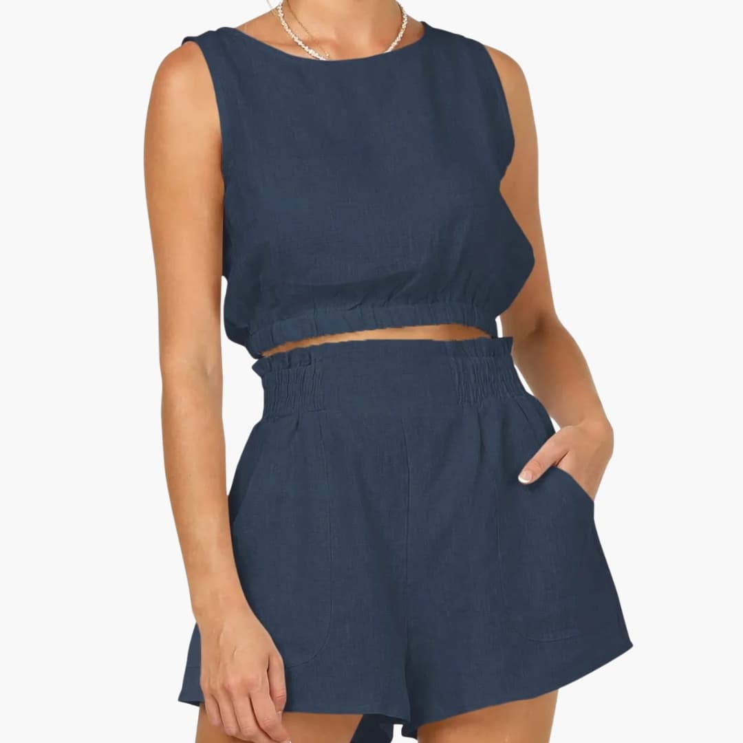 Women's Two-Piece Shorts Set Drawstring Elastic Waist